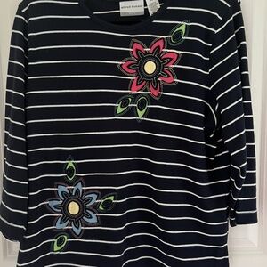 Alfred Dunner Navy L Skeeve T Shirt